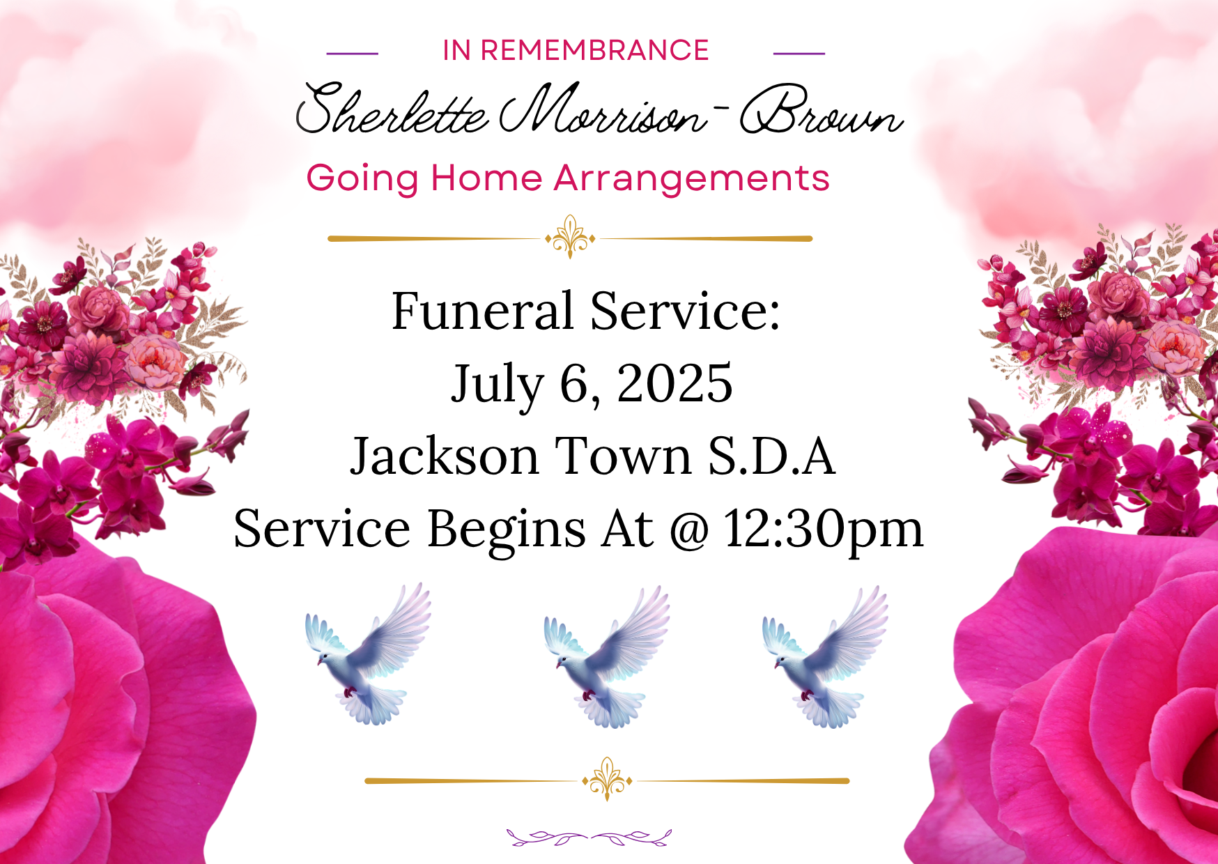 Floral funeral announcement